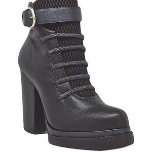 Ciel Bleu Black Leather Skate Bootie